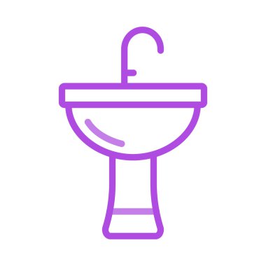 lavabo musluk düz simgesi beyaz arka plan, vektör, illüstrasyon izole