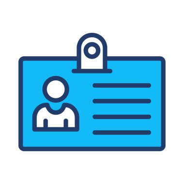 kimlik kartı düz simgesi beyaz arka plan, vektör, illüstrasyon izole