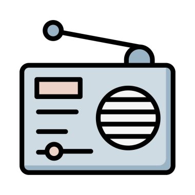 radyo anten düz simgesi beyaz arka plan, vektör, illüstrasyon izole