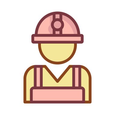 İnşaat mühendisi avatar düz simgesi beyaz arka plan, vektör, illüstrasyon izole