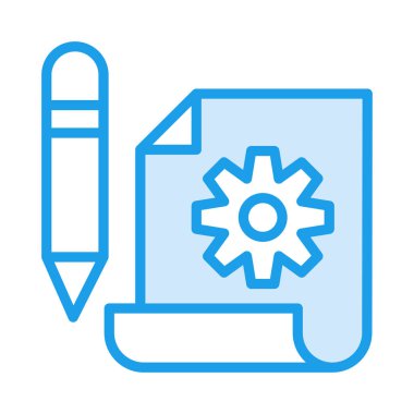 Beyaz arka plan, vektör, illüstrasyon izole kalem düz simgesi olan belge mimar