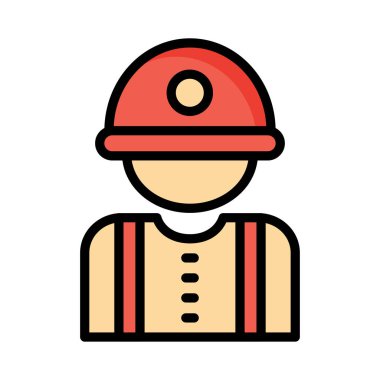 İnşaat mühendisi avatar düz simgesi beyaz arka plan, vektör, illüstrasyon izole