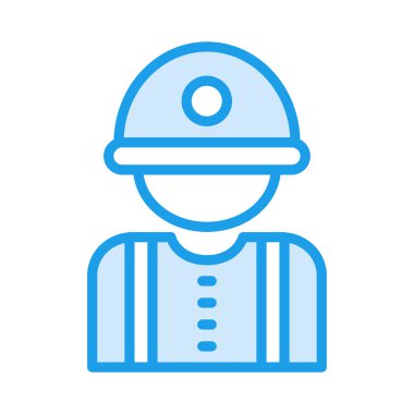 İnşaat mühendisi avatar düz simgesi beyaz arka plan, vektör, illüstrasyon izole