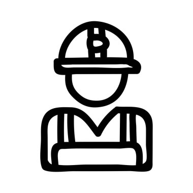 İnşaat mühendisi avatar düz simgesi beyaz arka plan, vektör, illüstrasyon izole