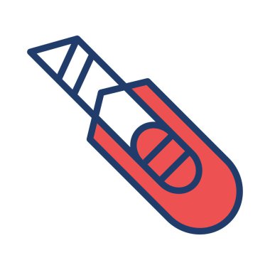 İnşaat kesici düz simgesi beyaz arka plan, vektör, illüstrasyon izole 