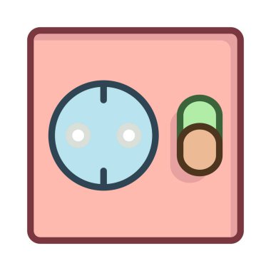 soket düz simgesi beyaz arka plan, vektör, illüstrasyon izole üzerinde anahtarı ile