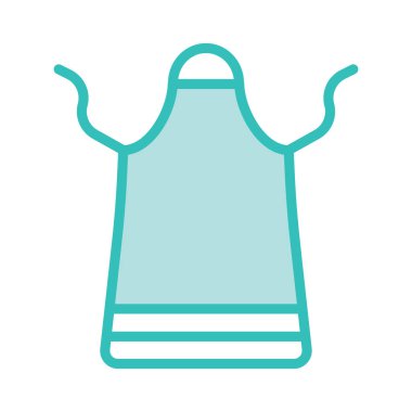 mutfak koruyucu önlük düz simgesi beyaz arka plan, vektör, illüstrasyon izole  