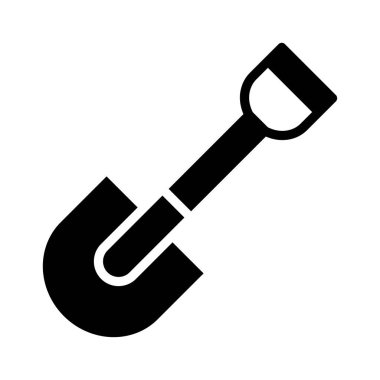 İnşaat Küreği düz simgesi beyaz arka plan, vektör, illüstrasyon izole