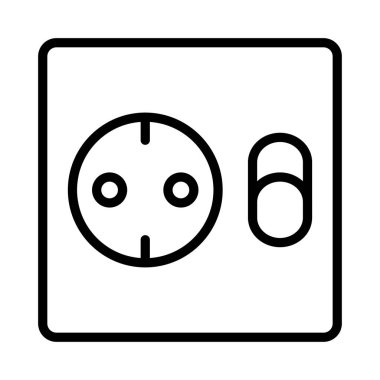 soket düz simgesi beyaz arka plan, vektör, illüstrasyon izole üzerinde anahtarı ile