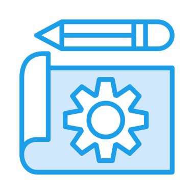 belge ile kalem ve düz simgesi beyaz arka plan, vektör, illüstrasyon izole dişli 