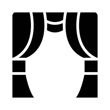 sahne perde düz simgesi beyaz arka plan, vektör, illüstrasyon izole