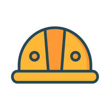 güvenlik koruma kask düz simgesi beyaz arka plan, vektör, illüstrasyon izole