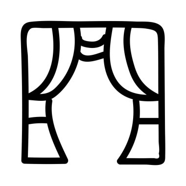 sahne perde düz simgesi beyaz arka plan, vektör, illüstrasyon izole