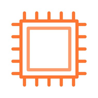 Cpu işlemci çip düz simgesi beyaz arka plan, vektör, illüstrasyon izole 