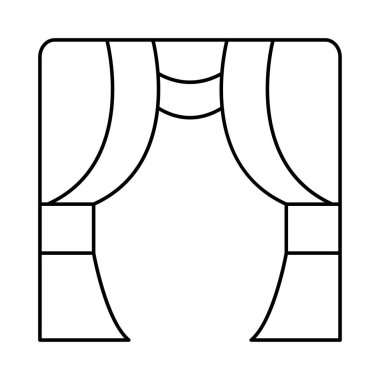 sahne perde düz simgesi beyaz arka plan, vektör, illüstrasyon izole