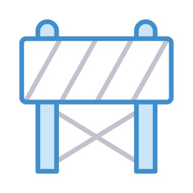 İnşaat bariyer düz simgesi beyaz arka plan, vektör, illüstrasyon izole