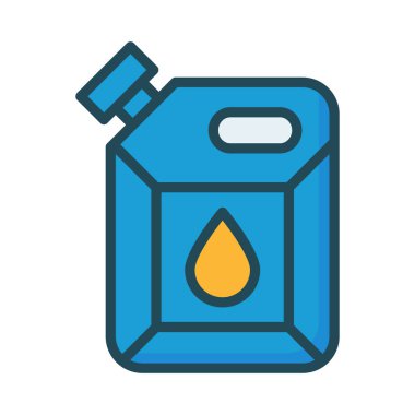 Petrol can düz beyaz arka plan, vektör, illüstrasyon izole simgesi