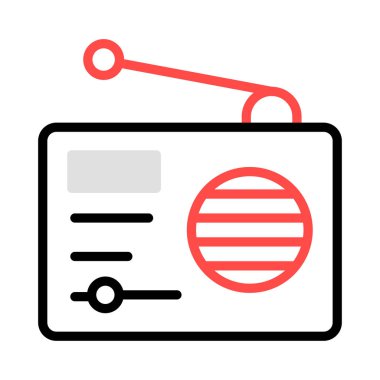 radyo anten düz simgesi beyaz arka plan, vektör, illüstrasyon izole