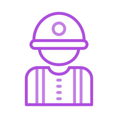 İnşaat mühendisi avatar düz simgesi beyaz arka plan, vektör, illüstrasyon izole