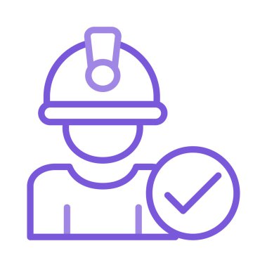 onay işareti işareti düz simgesi beyaz arka plan, vektör, illüstrasyon izole ile mühendis avatar