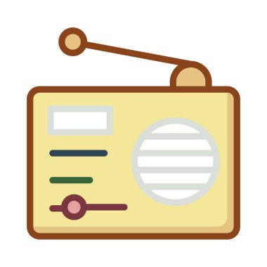 radyo anten düz simgesi beyaz arka plan, vektör, illüstrasyon izole