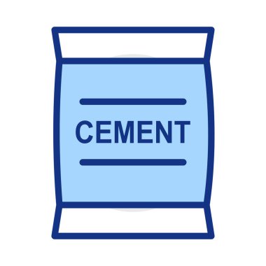 İnşaat çimento çuval düz simgesi beyaz arka plan, vektör, illüstrasyon izole