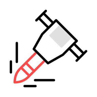 İnşaat matkap makinesi düz simgesi beyaz arka plan, vektör, illüstrasyon izole 