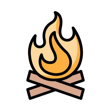 Beyaz arka plan, vektör, illüstrasyon izole kamp ateşi düz simgesi