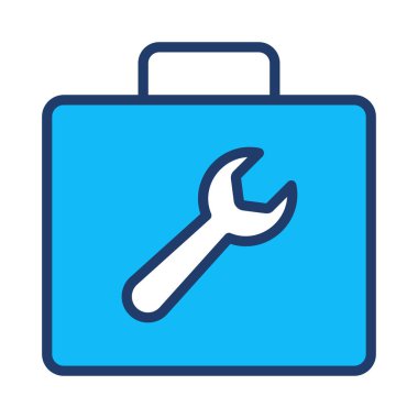 İnşaat aracı kutusu düz simgesi beyaz arka plan, vektör, illüstrasyon izole