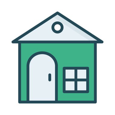 Beyaz arka plan, vektör, illüstrasyon izole pencere düz simgesi olan ev