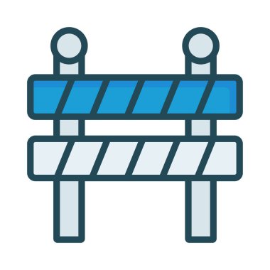 İnşaat bariyer düz simgesi beyaz arka plan, vektör, illüstrasyon izole