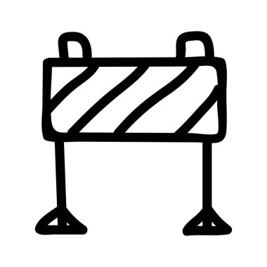 İnşaat bariyer düz simgesi beyaz arka plan, vektör, illüstrasyon izole