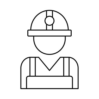 İnşaat mühendisi avatar düz simgesi beyaz arka plan, vektör, illüstrasyon izole