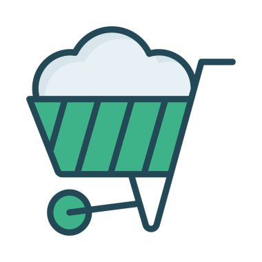 benim el arabası düz simgesi beyaz arka plan, vektör, illüstrasyon izole