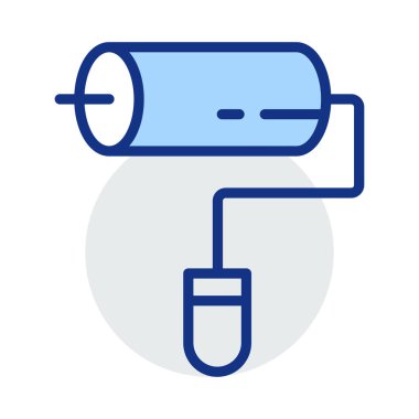 Beyaz arkaplanda izole edilmiş boya silindirli düz simge, vektör, illüstrasyon