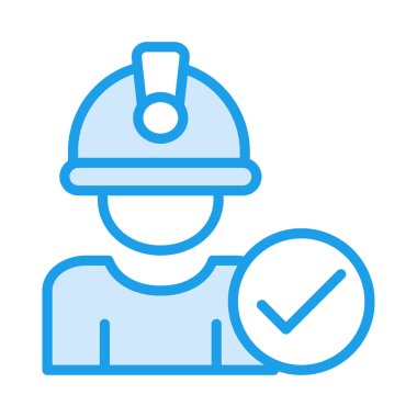 onay işareti işareti düz simgesi beyaz arka plan, vektör, illüstrasyon izole ile mühendis avatar