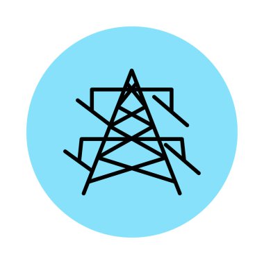 Beyaz arka plan, vektör, illüstrasyon izole elektrik Kulesi düz simgesi