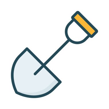 İnşaat Küreği düz simgesi beyaz arka plan, vektör, illüstrasyon izole