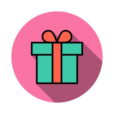 hediye kutusu düz simgesi beyaz arka plan, vektör, illüstrasyon izole