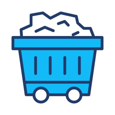 Beyaz arka plan, vektör, illüstrasyon izole kömür düz simgesi ile maden arabası 