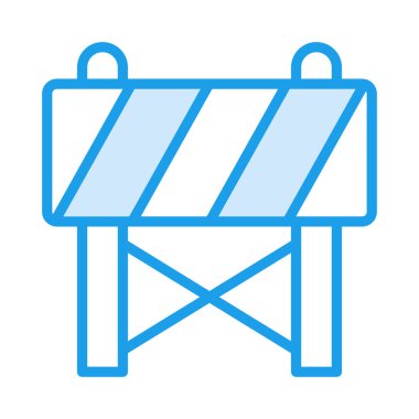 İnşaat bariyer düz simgesi beyaz arka plan, vektör, illüstrasyon izole