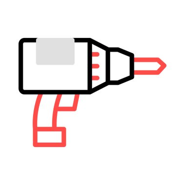 İnşaat matkap makinesi düz simgesi beyaz arka plan, vektör, illüstrasyon izole 