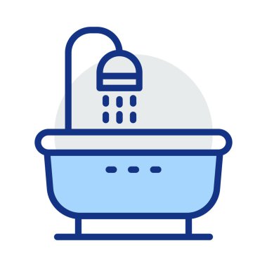 Duş banyo düz simgesi beyaz arka plan, vektör, illüstrasyon izole