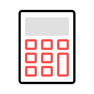 matematik hesap makinesi düz simgesi beyaz arka plan, vektör, illüstrasyon izole