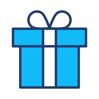 hediye kutusu düz simgesi beyaz arka plan, vektör, illüstrasyon izole