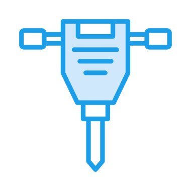 İnşaat matkap makinesi düz simgesi beyaz arka plan, vektör, illüstrasyon izole 