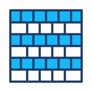 tuğla duvar düz simgesi beyaz arka plan, vektör, illüstrasyon izole