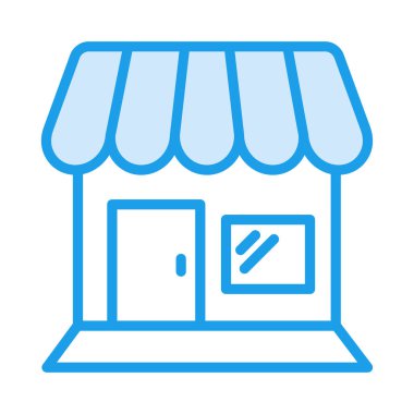 düz simgesi beyaz arka plan, vektör, illüstrasyon izole bina Dükkanı