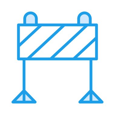 İnşaat bariyer düz simgesi beyaz arka plan, vektör, illüstrasyon izole