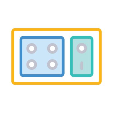 soket düz simgesi beyaz arka plan, vektör, illüstrasyon izole üzerinde anahtarı ile